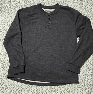 Vintage Y2K BC Clothing Co. Men's Sherpa Lined Henley Pullover Sweater Large